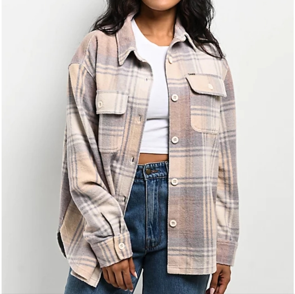 Women's Dravus Fleece Plaid Button Down Shacket Small NWT's!